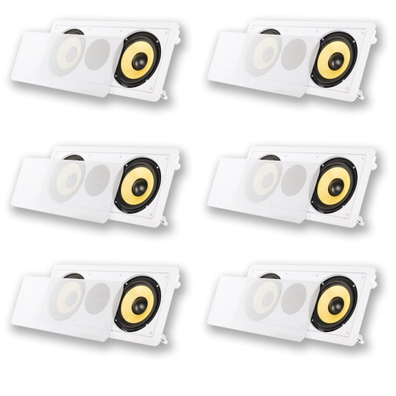Acoustic Audio HD6c In-Wall Dual 6.5" Speakers Home Theater Surround Sound 6 Speaker Set