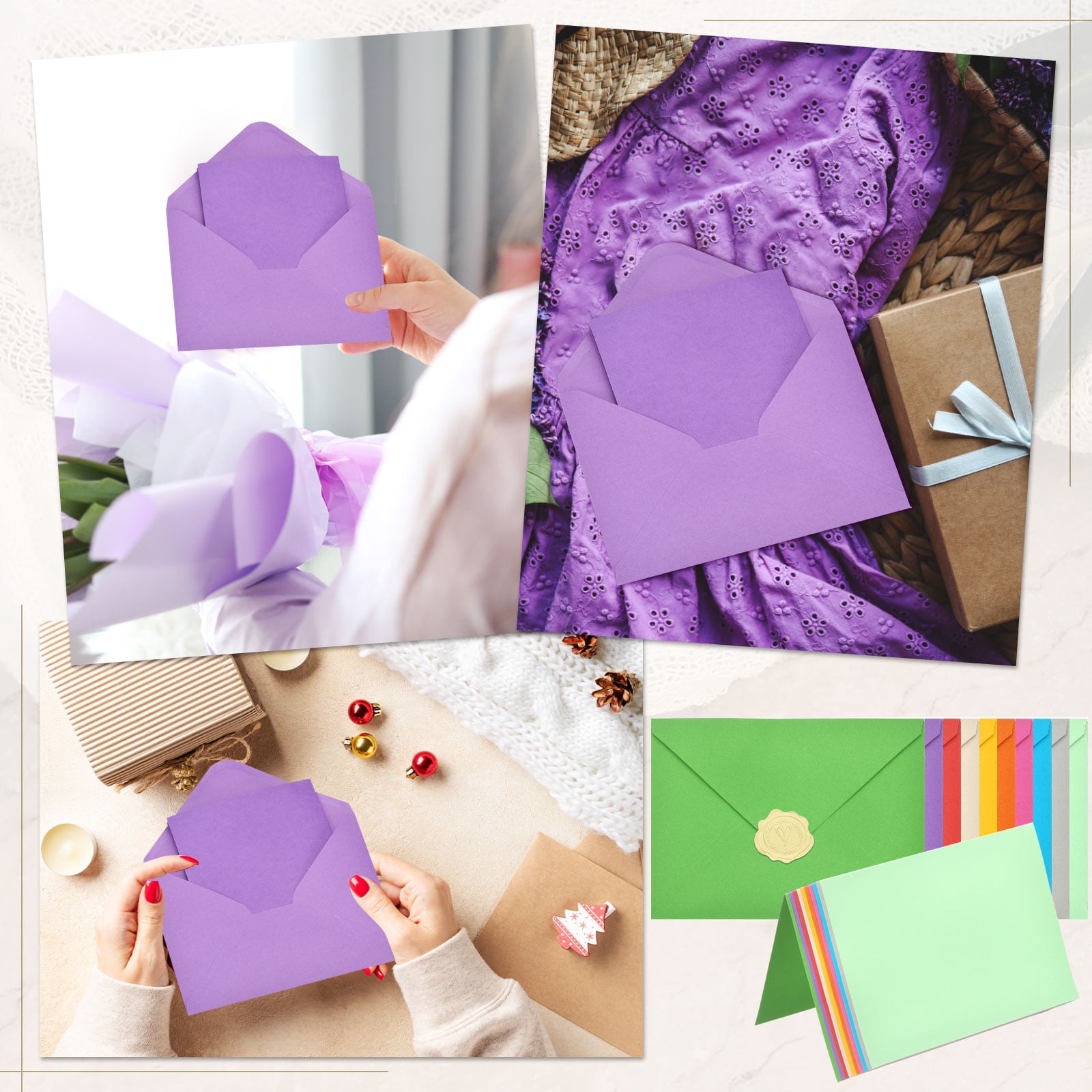 Uxcell 50 Pack Wine Red 5x7 Envelopes with Cards, V Flap A7 Envelopes with Gold Stickers for Greeting Cards and Invitations