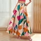 thumbnail image 5 of TaTaai Women's High Waist Boho Printed Maxi Skirt Elastic Waist A-Line Long Skirt with Ruffle Hem Pockets for Casual Daily Beach Vacation Gift, 5 of 9