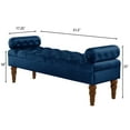thumbnail image 3 of Dtwnek Velvet Long Bed Bench with Wood Legs, Upholstered Entryway Bench for Living Room, Bedroom, Office, Navy Blue, 3 of 6