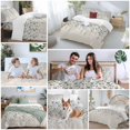 thumbnail image 5 of Flower Blue Bedding Duvet Cover Set King Size 4 Pieces Grey Cherry Blossoms Cotton Linen Background Bedding Set with Zipper Closure, 1 Comforter Cover 92x106 Inches 1 Flat Sheet & 2 Pillow Cases, 5 of 7