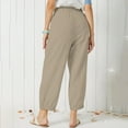 thumbnail image 4 of IDALL Linen Pants Women Petite Pants Womens Summer Pants Elastic Waist Cotton Linen Yoga Cropped Pants Trousers Lounge Pants Women Baggy Pants Khaki XL, 4 of 7