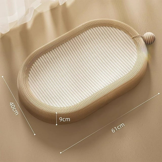 Planche à Griffer pour Chat en Sisal Intégrée, Plateau à Litière pour Chat Résistant à l'Usure, Anti-Égratignures, Plaque à Griffes Résistante à l'Égratignure, Bassin, Planche à Griffer pour Chat Ovale, Griffe de Broyage pour Chat
