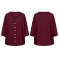 thumbnail image 7 of Stamzod Cardigan for Women Casual Cotton Linen Button Up Shirt Jacket Plus Size 3/4 Length Sleeve Womens Tops Wine S, 7 of 7