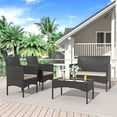 thumbnail image 5 of ALAULM 4-Piece Wicker Rattan Outdoor Furniture Patio Conversation Set with Cushions and Coffee Table, Sand, 5 of 8