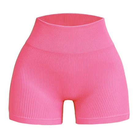 WNVMWI Womens Shorts Casual Shorts for Women Jean Shorts Mid Rise Womens Workout Sport Seamless Ribbed Shorts Yoga Outfits Pants Casual Shorts Hot Pants Workout Bottoms Jean Short Pink Womens Pet S