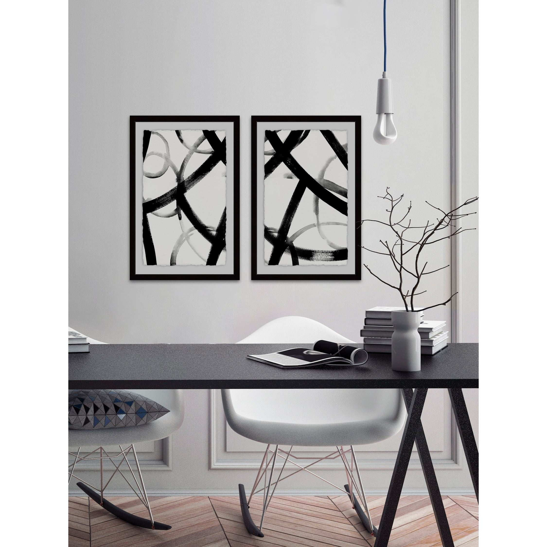 Monochrome Ripple Diptych