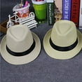 thumbnail image 5 of Straw Beach Fedora Hat for Men - UV Protection Wide Brimmed Sun Hat - Panama Summer Outdoor Cap, 5 of 9