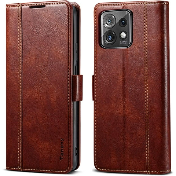 Flip Case for Motorola Moto Edge Plus 2023/Moto X40/Moto X40 Pro, Fold Leather Wallet Case with Credit Card Slot and Kickstand Magnetic Closure Protective Cover Phone Case (Brown)