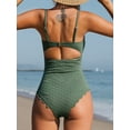 thumbnail image 3 of Women's One Piece Swimsuit Sexy Black Cutout Scallop Trim Bathing Suit, 3 of 7