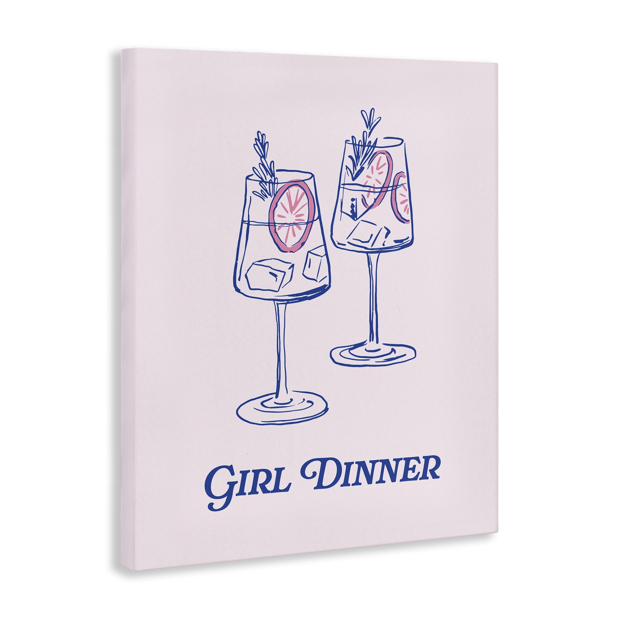 Stupell Industries Girl Dinner Cocktails Food & Beverage Painting Wrapped Canvas Art Print Wall Art, 16 x 20
