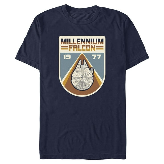 Mens Star Wars Retro Emblem Millennium Falcon 1977 T Shirt