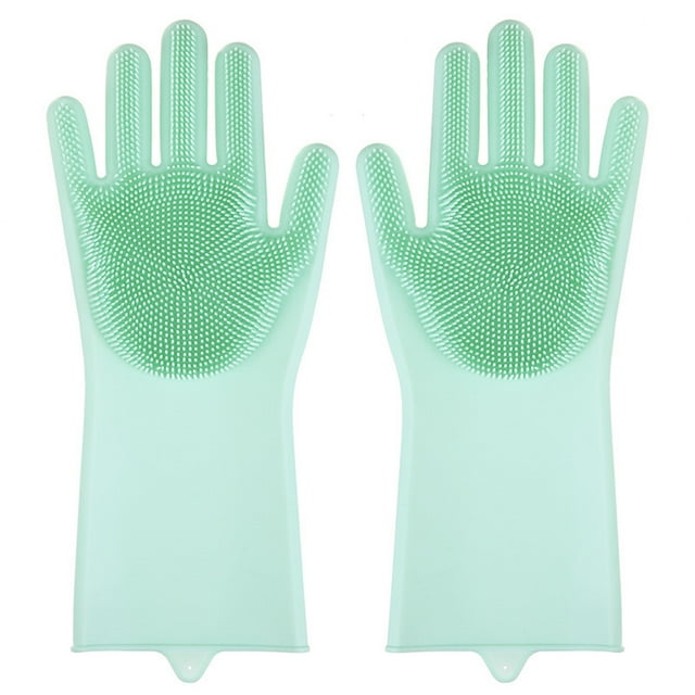 Silicone Gloves Dish Cleaning Gloves Dish Gloves Dishwashing Gloves Cleaning Gloves Silicone Gloves With Bristles Waterproof Splashproof Oil Proof Soft Elastic Kitchen Dishwashing