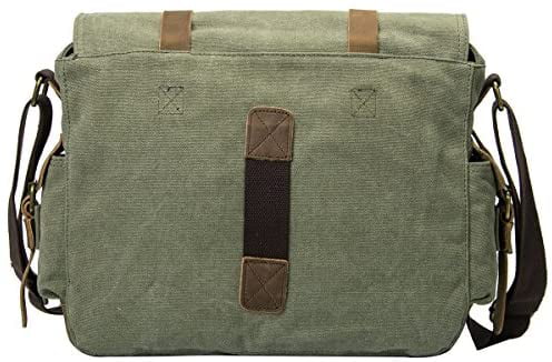 Peacechaos Messenger Bag Leather Canvas Shoulder Bookbag Laptop Bag Dslr Slr Camera Canvas Shoulder Bag Army Green 