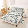 thumbnail image 2 of jejeloiu Cute Sketch Shark Bed Sheets,Ocean Fish Print Full Size Sheets For Boys,Grey Beige,4-Piece,1 Flat Sheet, 1 Fitted Sheet and 2 Pillowcases, 2 of 6