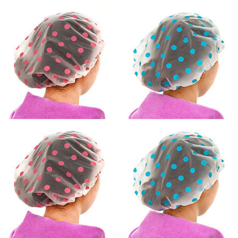 Plastic Reusable Waterproof PVC Shower Cap , Bath Cap Designed for