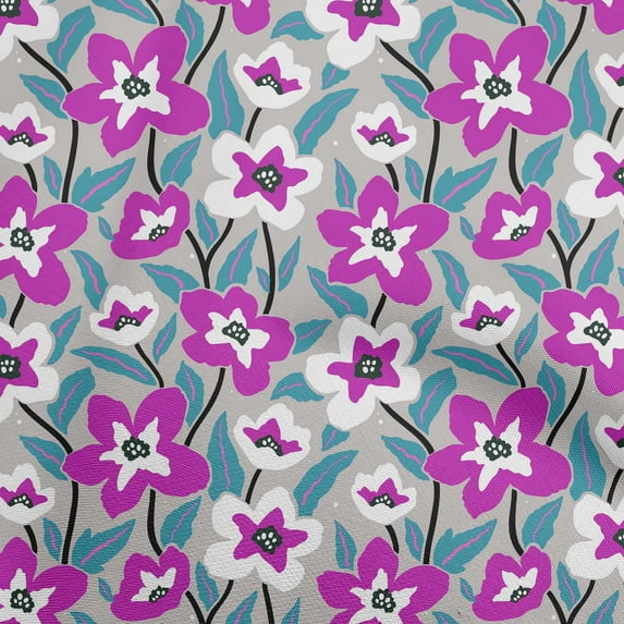 oneOone Silk Tabby Dusty Gray Fabric Florals Quilting Supplies Print Sewing Fabric By The Yard 42 Inch Wide