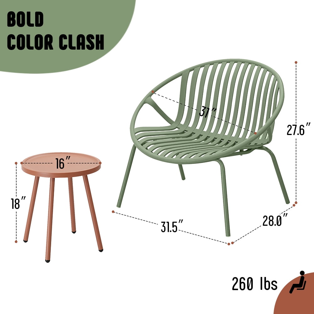 Werph 3 Pieces Patio Furniture Set, Outdoor Furniture with Bistro Table and Patio Chairs Set of 2
