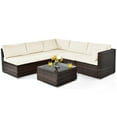 thumbnail image 2 of Costway 6PCS Patio Rattan Furniture Set Cushioned Sofa Coffee Table Garden, 2 of 8