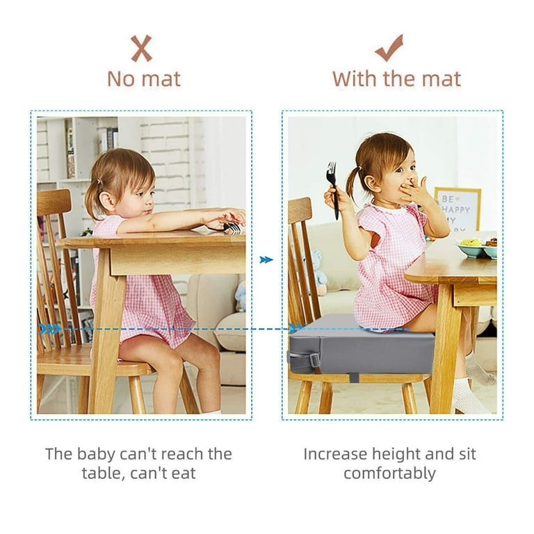 Toddler Booster Seat for Dining Table, Children's Chair Increasing Cushion,  Curved Design Portable Adjustable Chair Booster Cushion, Dismountable  Washable Thick Chair Pads with Buckle Strap,(Gray) 