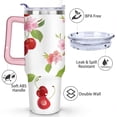 thumbnail image 3 of 40oz Red Cherry Fruit Pattern Stainless Steel Flip Straw Tumbler Spill Proof Travel Cup Double Wall Vacuum Insulated Coffee Mug with Top Handle, 3 of 6