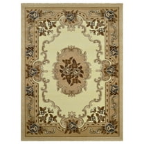 Allstar 5x7 Traditional Area Rug in Ivory with Berber French Aubusson design (5' 2" x 7' 1")