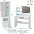 thumbnail image 3 of Aousthop 2 Pieces Lighting & Charging Station Dressing Table, Mirror and Cabinet Table Set, White, 3 of 7