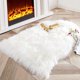 thumbnail image 1 of Funda para silla de piel de oveja sintética suave de lujo, cojín para asiento, alfombras de piel de felpa para dormitorio, 2 pies x 3 pies, blanco, 1 of 8