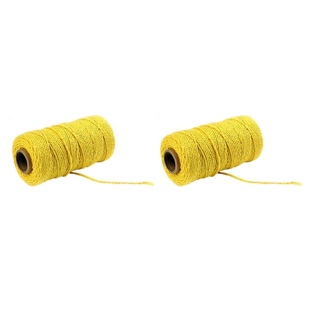bedienty 91 .5m Cotton Cord Rope Crafts Macrame String Solid Color Cotton Yarn Rope Home Textiles Durable Do Not Fade Cotton Rope yellow 2Set