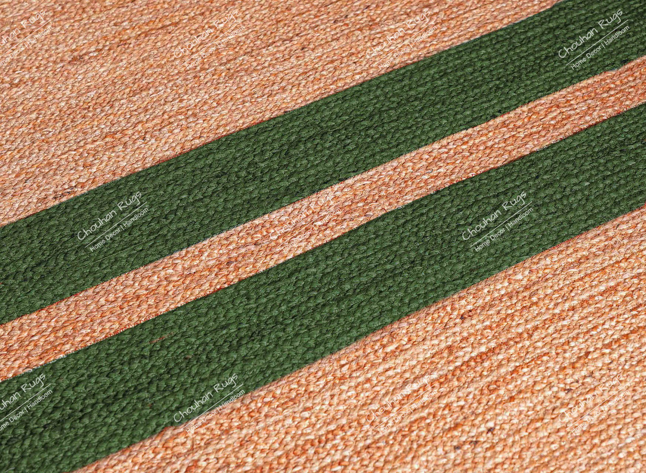 Chouhan Rugs Natural Jute Green Lined Rug Bohemian Rug Decor Rug Handwoven Rug Custom Rug Decorative Rug