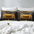thumbnail image 3 of School Bus Fitted Sheet Full Size, 3D Bus Vehicle Printed Soft Luxury Bed Sheets, Transportation Adults Bedding For Bedroom, Yellow Black Car Automobile Microfiber Beding Set, 3 of 5