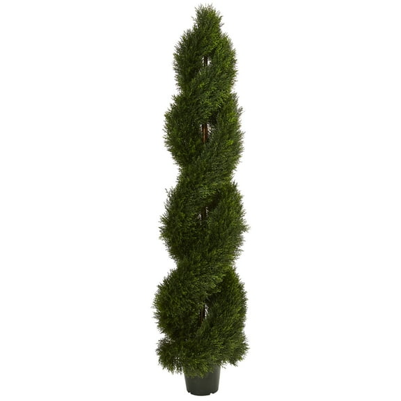 Nearly Natural 6' Double Pond Cypress Spiral Artificial Topiary UV Resistant (Indoor/Outdoor)