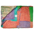 thumbnail image 3 of Taj Hotel Kantha Silk Throw 50x70 Handcrafted Cotton Patchwork India Decor, 3 of 5
