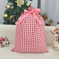 thumbnail image 6 of JeashCHAT Plaid Drawstring Christmas Gift Bag, 27.55" x 19.68" Large Fabric Bag for Xmas Party Favors, Holiday Present Wrapping, Christmas Gifts Holiday Decorations Storage Bag, Red, 6 of 6