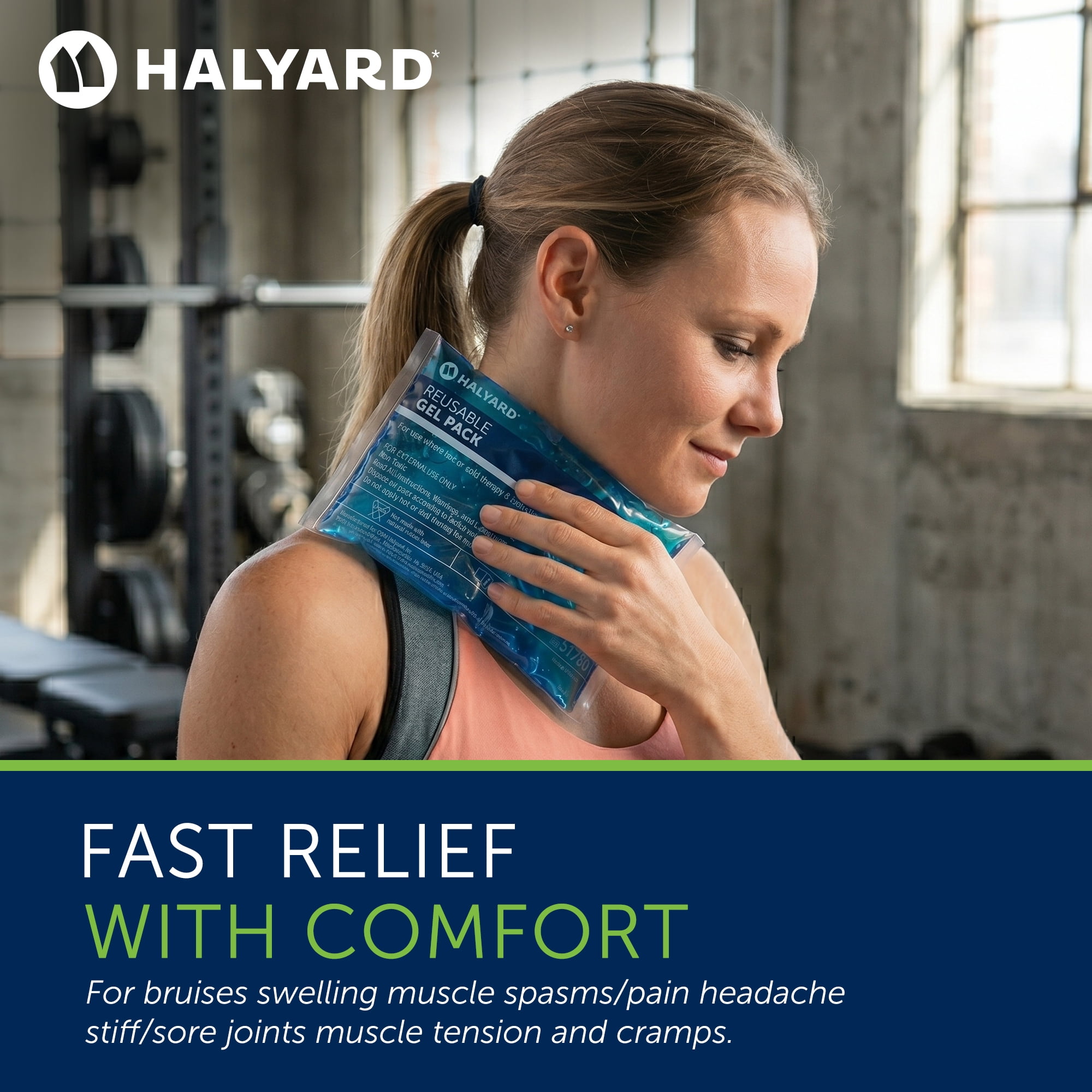 HALYARD Reusable Hot and Cold Gel Compression Packs for Injuries Pain Relief Swelling 4.5 x 9 Inches, Case of 24 - 51791