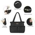 thumbnail image 5 of Baby Essentials 3 Piece Multi-Pocket Quilted Diaper Bag Tote with Removable Luggage Strap and Matching Changing Pad in Black, 5 of 10