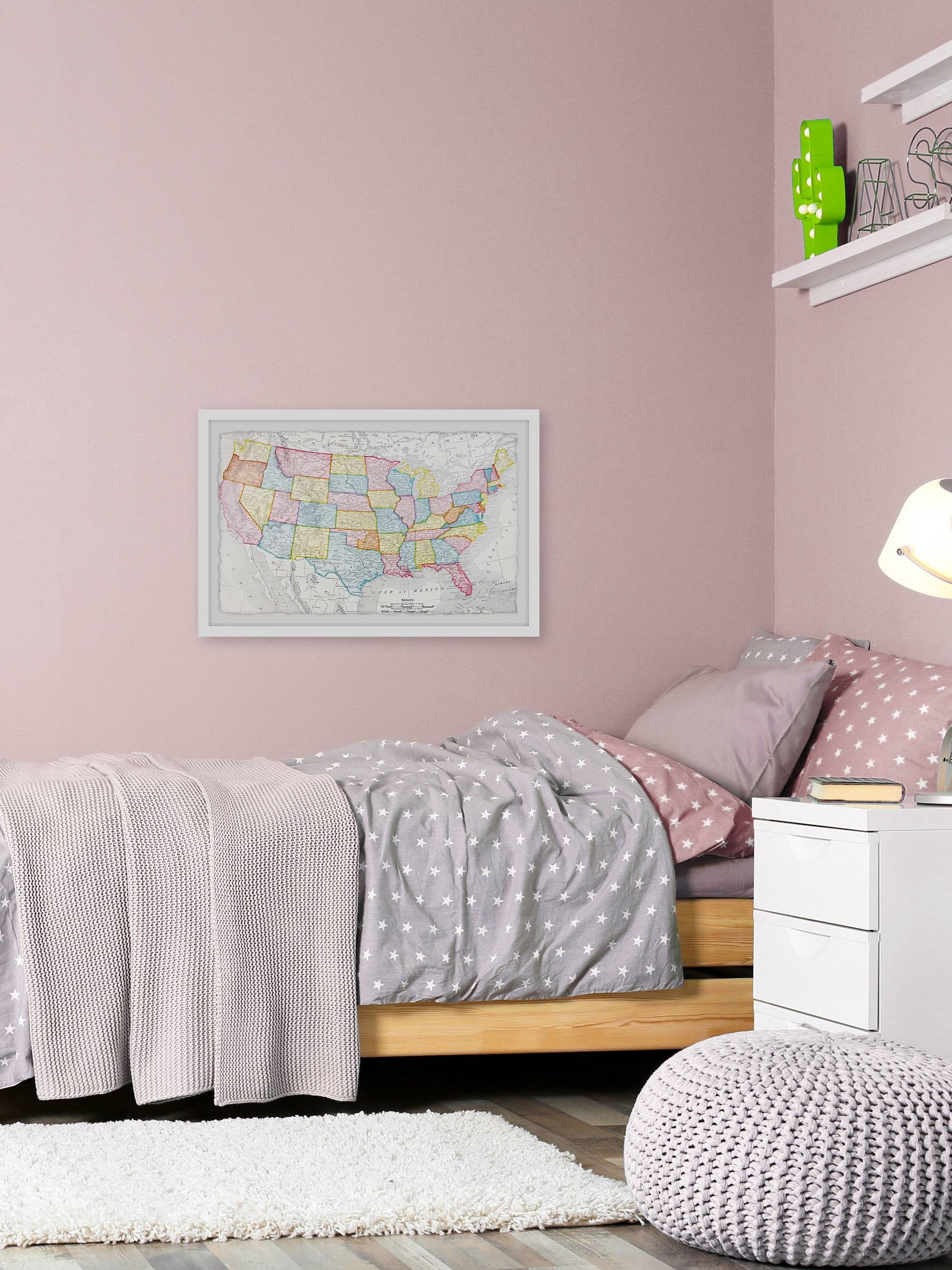 Marmont Hill A Colorful Map Framed Wall Art, 12" x 18"