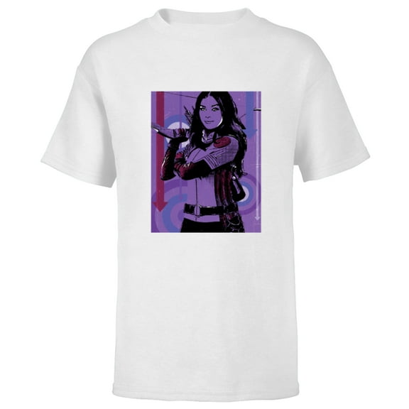 Marvel Hawkeye Kate Bishop Purple Poster - Short Sleeve T-Shirt for Kids – Customized-White