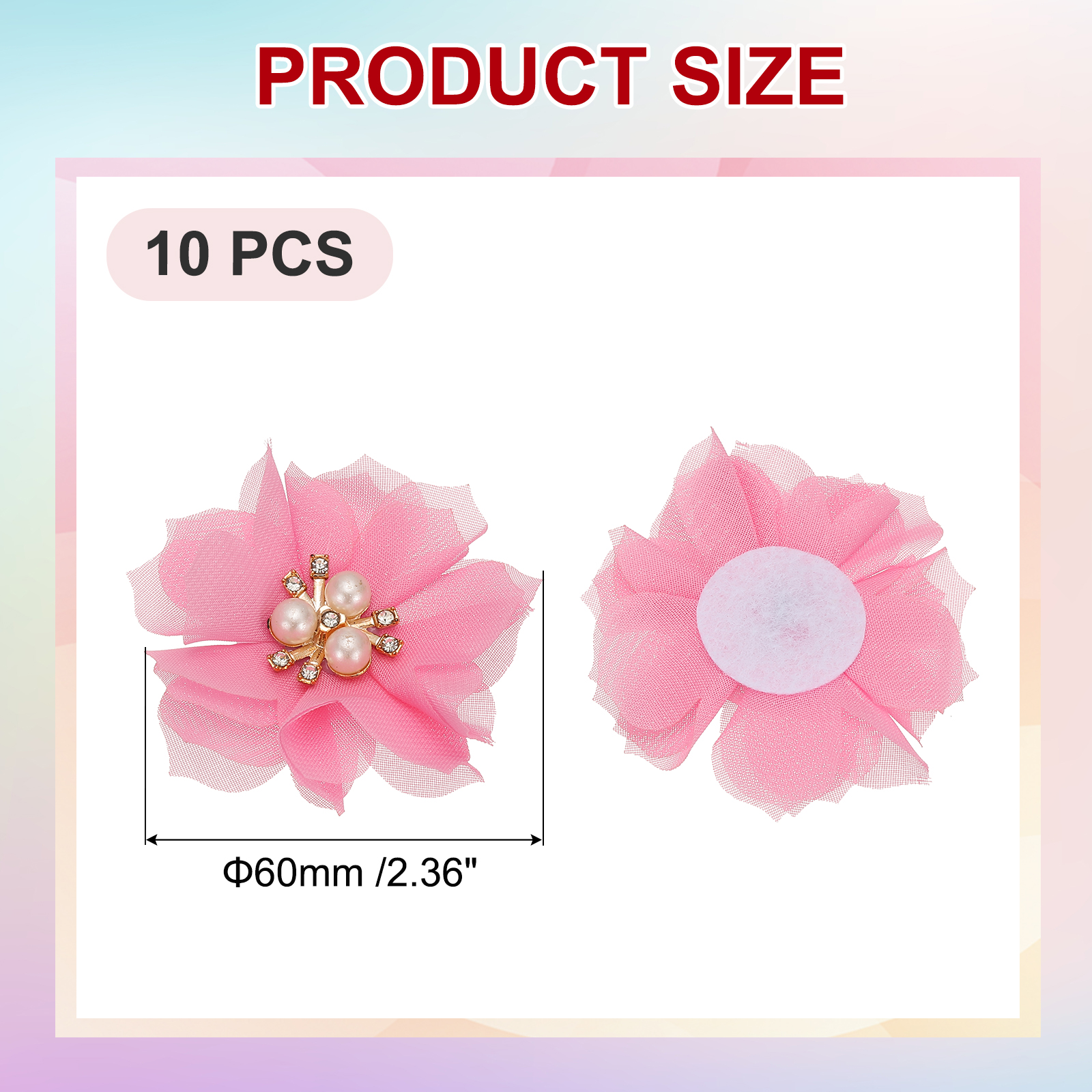 Unique Bargains Chiffon Flower Appliques for DIY Craft Clothing Wedding Rose Pink