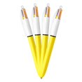 thumbnail image 4 of Bolígrafo BIC de 4 colores con cuerpo amarillo, punta de 1.0 mm, paquete con 4 unidades, 4 of 4