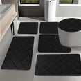 thumbnail image 7 of Bathroom Rugs, Czzoypi Soft Absorbent 6-Piece Bath Mat Set, Non-Slip Foam Velvet Fleece Whole Room Rug Machine Washable Quick Dry, Black, 7 of 7
