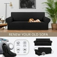 thumbnail image 3 of Stretch Sofa Cover Slipcover ，Couch Covers for 3 Cushion Couch pet Friendly (78"-94") Furniture Protector with Elastic Bottom Kids,Dog, Jacquard Small Checked(Large,Black), 3 of 5