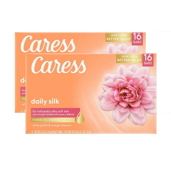2 Pack | Caress Silkening Beauty Bar, Daily Silk, 3.75 Ounce (16 Count)