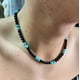 thumbnail image 3 of Collar redondo de moda para hombre, collar simple y avanzado de ojo de tigre, piedra turquesa esmerilada, regalo, novedad de 2023, 3 of 4