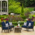 thumbnail image 4 of ARDEN Outdoor Foam Deep Seat Cushion Set, 22x24, Premium High-Density Foam, Never Flattens, Weather-Proof for Patio Chair Sofa Couch, Sapphire Blue Leala, 4 of 10