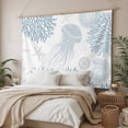 thumbnail image 3 of Light Blue Coastal Tapestry for Bedroom Wall Hanging Tapestry, Coral Jellyfish Starfish Ocean Nautical Ceiling Backdrop Tapestries Poster Blanket Wall Decor for Teens Room Living Room Dorm 59" x 79", 3 of 8