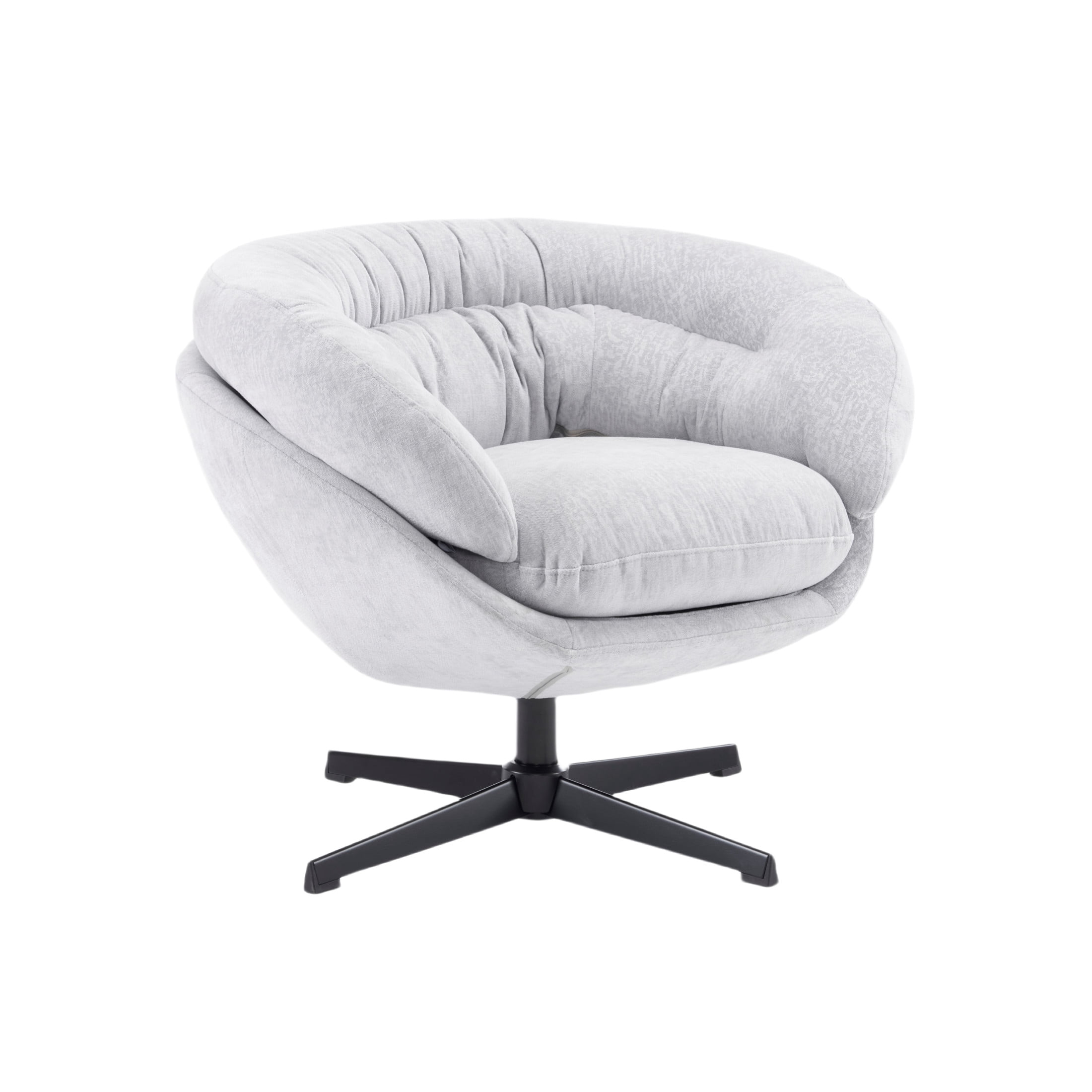 Contemporary Ergonomic Upholstered Chenille 360° Swivel Club Chair with Metal Base, Gray