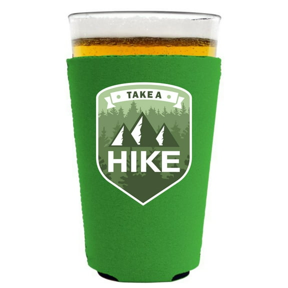 Take A Hike Pint Glass Coolie (Bright Green)