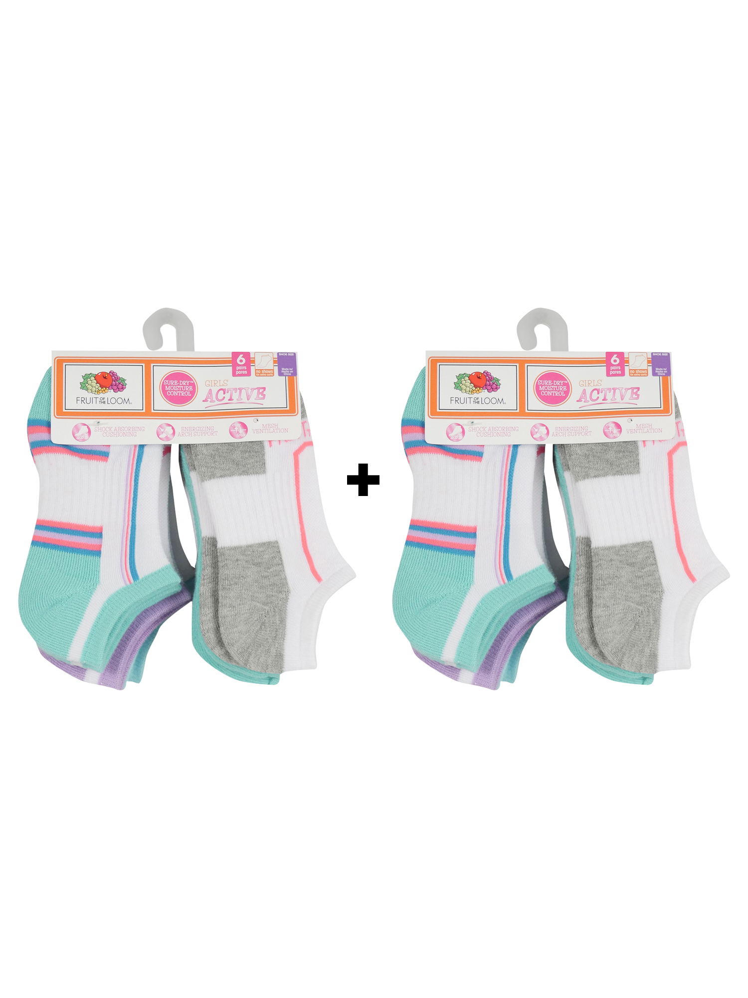 Fruit of the Loom Girls Athletic No Show Socks 12-Pack, Sizes S-L - image 2 of 5