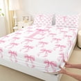 thumbnail image 4 of Erosebridal Letter G Initial Print Kids Bed Sheets,Cute Pink Bowknot King Sheets For Girls 4 Pieces, 4 of 6